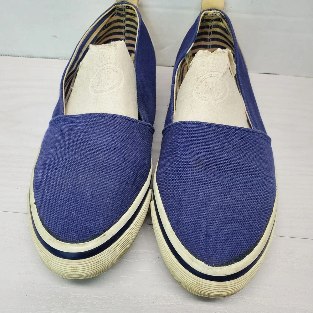 Liz Claiborne Casual Canvas Slip On‎ Sneakers Shoes Blue White Stripe Size 10